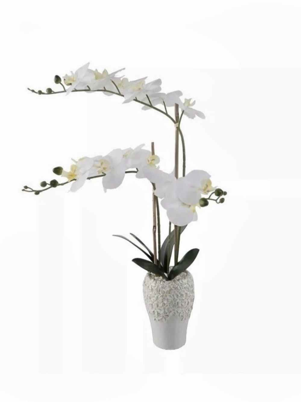 Flora Bunda Artificial flower 20 in H Real-touch Orchids in 8 in H Ceramic Vase6